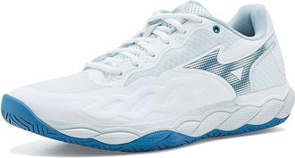 Mizuno Wave Enforce Court AC Womens Cross Training Shoes White/Parisian Blue : 10.5 B - Medium, Synthetic