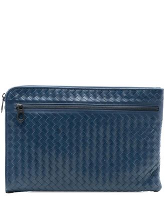 Bottega Veneta 2012-2025 Nappa Intrecciato clutch bag - women - Nappa Leather - One Size - Blue