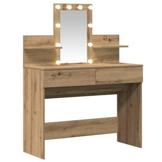 Berkfield Home Dressing Table with LED Artisan Oak 100x40x130 cm in Brown | Size: 100 x 40 x 130 cm