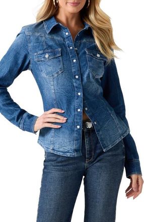 Guess Long Sleeve Woven Shirt in Lbct-Light at Nordstrom, Size X-Small
