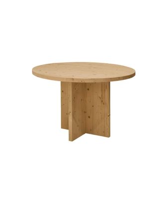 Deco Wood Mesa de comedor redonda de madera maciza en tono medio de &oslash;110x75cm