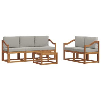 vidaXL Conjunto De Sof&aacute;s De Exterior 6 Pcs Gris Natural Y Claro Vidaxl