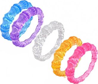 Gold & Honey Womens Bamboo Lucite Rings - Set Of 5 In Multicolor