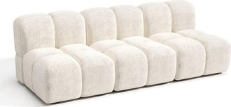 Sia Home Sof&aacute; modular 4-5 plazas terciopelo texturizado crema