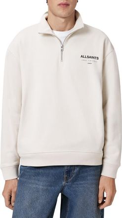 AllSaints Underground Oversize Half Zip Pullover in Birch White at Nordstrom, Size Xx-Large