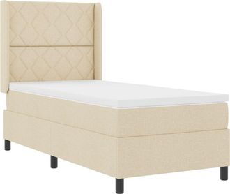 vidaXL Vidaxl - Box Spring Bed with Mattress Cream 100 x 200 cm Fabric
