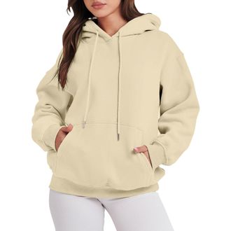 Generic Womens Hoodies With Drawstring, WomenS Solid Colour Pullover Sweatshirt With Pockets Lightweight Slim Long Sleeve Tops Women Winter Warm Baggy Sweatsh