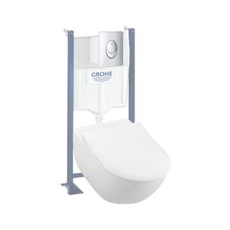 Villeroy & Boch Pack Inodoro Suspendido Sin Borde Villeroy Et Boch Subway 2.0 + Asiento + Placa Cromada + Estructura Grohe