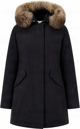 Woolrich Mid-Length Parka With Raccoon Fur Trim And Zip Closure