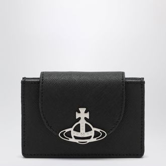 Vivienne Westwood Black leather card holder with Orb logo