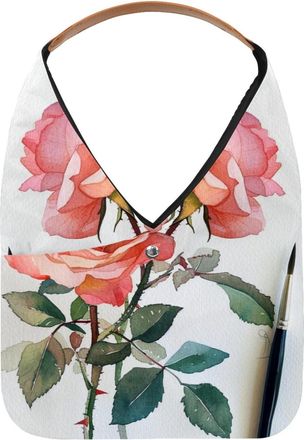 Generic Watercolor peony flower (2) Reusable Lightweight Grocery Bags - Foldable Into Compact Pouch, Washable & Sturdy, Multipurpose for Shopping and Travel