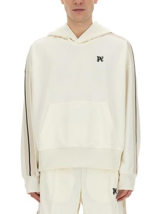 Palm Angels White Logo Hood Sweatshirt