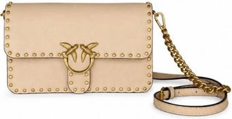 Pinko Love One Crossbody Bag - Dames - Schoudertassen - Beige - ONE Size - Leer - Tassen