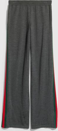 Gucci Fine Wool Leisure Pants With Web, Size XXXL, Grey