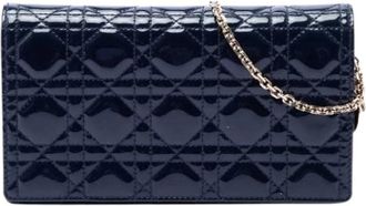 Dior Pre-owned Quilted Patent Leather Crossbody - Dames - Vintage Clutch - Blauw - ONE Size - Leer - Vintage