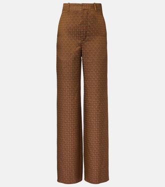 Saint Laurent High-rise jacquard wide-leg pants