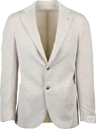 L.B.M. 1911 Cotton Velvet Jacket with Rounded Design and Button Closure