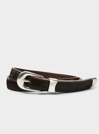 Our Legacy Mens Fuzzy leather slim belt
