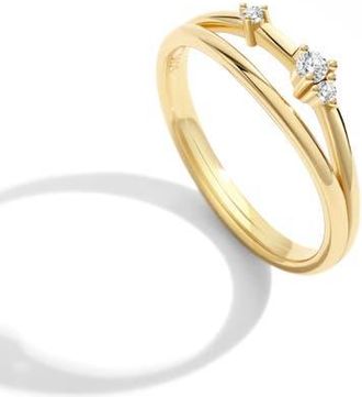 Mint & Lily Crescent Moon Cubic Zirconia Ring in 18K Gold Over Sterling Silver at Nordstrom, Size 7