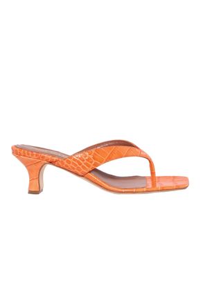 PARIS TEXAS Womens Moc Croco Thong Sandals In Orange