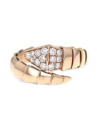 Bulgari 18kt ros&eacute;gouden Serpent ring met diamant - Roze
