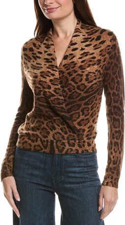 Sofiacashmere Sofiacashmere Modern Faux Wrap Wool & Cashmere-Blend Sweater