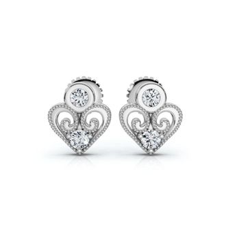 Pompeii3 Diamond Heart Studs 14k White, Yellow, or Rose Gold Lab Grown Womens Earrings