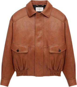 Saint Laurent Leather Jackets, female, Brown, M, Outerwear Saint Laurent