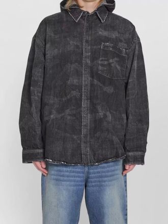 Balenciaga oversized denim parka hood and collar