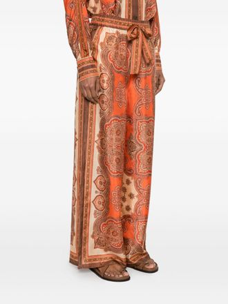 Zimmermann Paisley-Print Silk Trousers - Orange