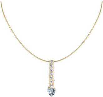 Bespoke 18ct yellow gold, diamond & aquamarine pendant necklace