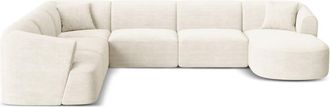 Cosmopolitan Design Sof&aacute; esquinero modular panor&aacute;mico izquierdo 7 plazas pana marfil
