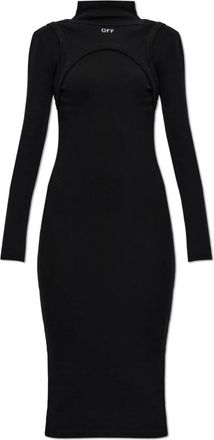 Off-white Penciljurk met coltrui - Dames - Casual kleedjes - Zwart - XL - Kleedjes