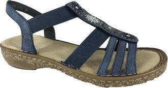 Rieker 628G9 Sandal - Dames - Sandalen - Blauw - 37 EU - Leer - Schoenen