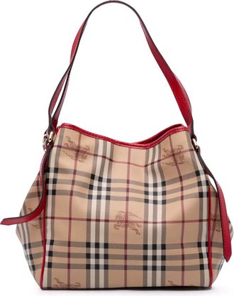 Burberry Borsa tote con motivo Haymarket Check piccola in tela cerata Canterbury 2000-2017 - Marrone