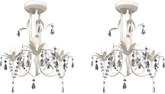 vidaXL L&aacute;mparas De Ara&ntilde;a De Cristal 2 Unidades Blanco Elegante Vidaxl