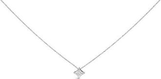 House of Brilliance 10K Gold 1/10 Cttw Bezel Set Solitaire Princess Diamond Kite Shaped Pendent Necklace in White at Nordstrom
