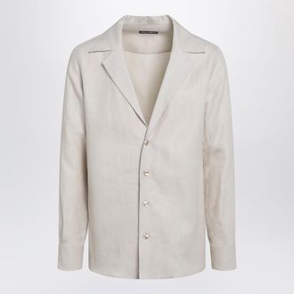 Dolce & Gabbana Camicia a V in lino beige pastello