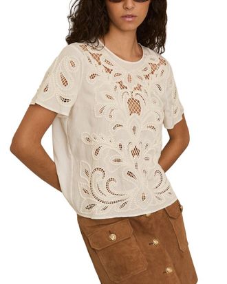 Reiss Iyla Floral Cut Out Top