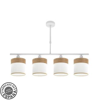 Fabrilamp Fabrilamp - Lampara Cloe 4xe14 Blanca/blanca-madera Clara Regx75x14 Cm