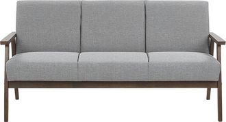 Beliani Sofá de 3 plazas 3 personas de poliéster gris