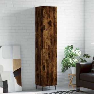 Berkfield Home Highboard Smoked Oak 34.5x34x180 cm Engineered Wood in Brown