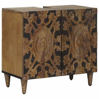 vidaXL Mueble De Lavabo Para Ba&ntilde;o Con Puerta Marr&oacute;n 62 X 33 X 58 Cm Vidaxl