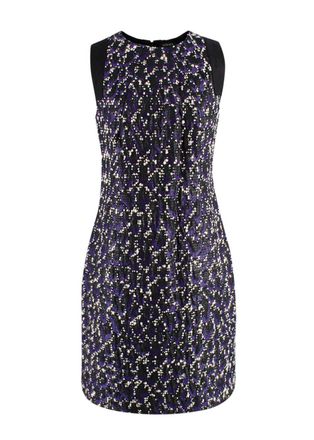 Versace Black & Purple Sleeveless Tweed Mini Dress Size S