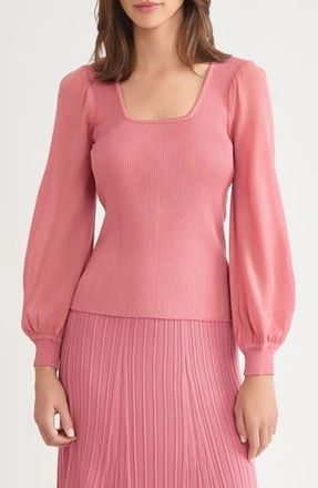 Misook Puff Sleeve Rib Top in Honey Suckle at Nordstrom Rack, Size Small
