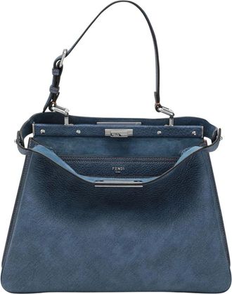 Fendi Tassen, Dames, Blauw, ONE Size, Kleine Peekaboo Schoudertas