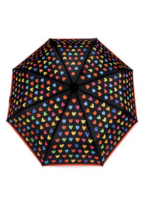 Moschino Folding Umbrella With Colorful Print, Unisex, Black