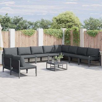 vidaXL Conjunto De Sof&aacute; De Jard&iacute;n 11 Pcs Antracita Acero Vidaxl