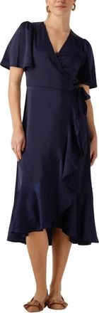 Y.A.S Blauwe Midi Wikkeljurk voor Zonnige Dagen - Dames - Wikkelkleedje - Blauw - XS - Kleedjes