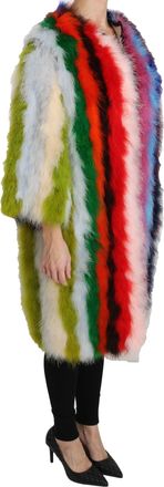 Dolce & Gabbana Womens Multicolor Turkey Feather Cape Fur Coat Clothing